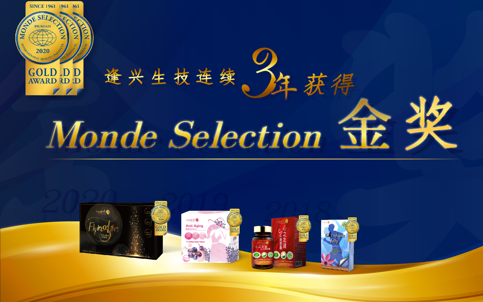 2020 Monde Selection世界質(zhì)量評(píng)鑒大賞出爐，逢興生技連續(xù)3年獲得金獎(jiǎng)